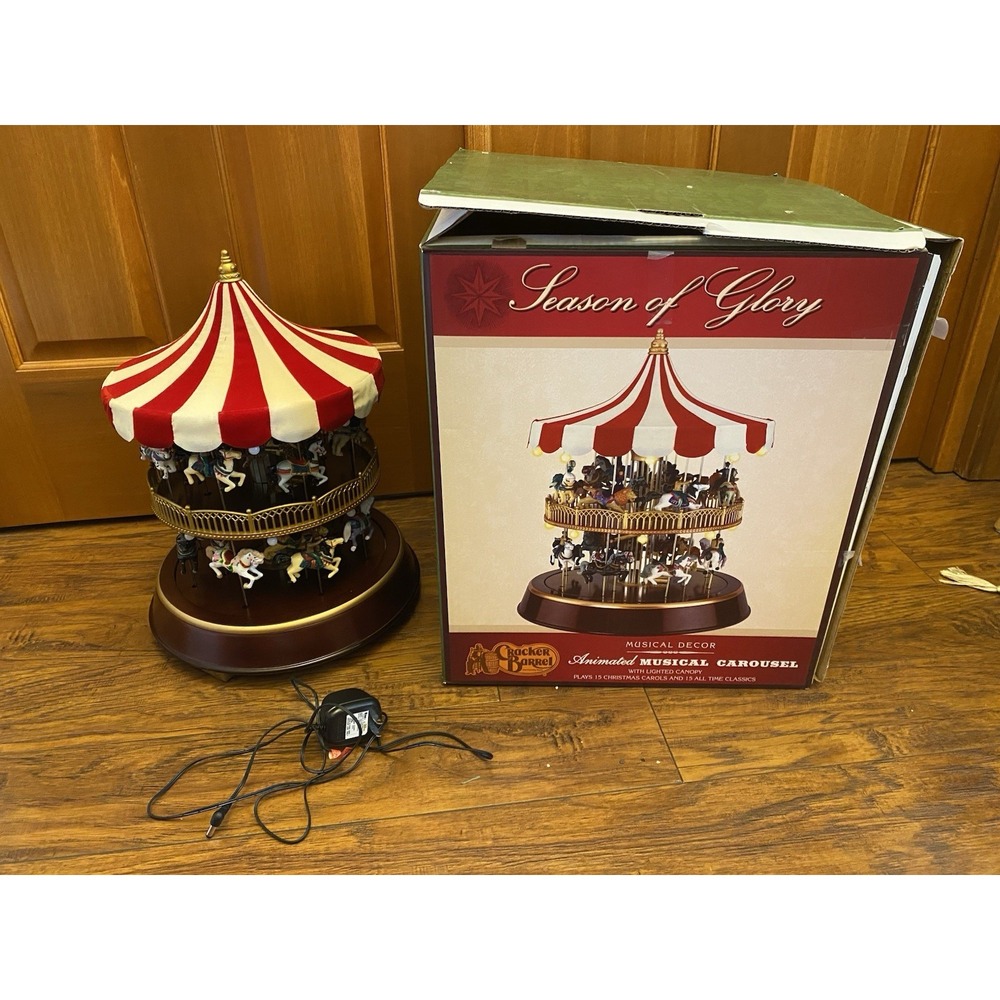 Mr. Christmas Double Decker Carousel Musical Animated Cracker Barrel Decor